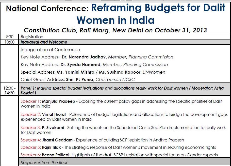 schedule - reframing dalit womens budgets